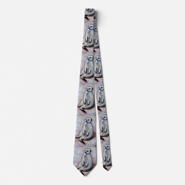 Slouchy Meerkat Painting Neck Tie (Front)