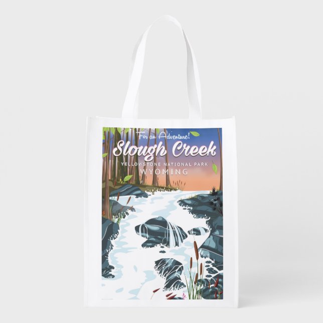 Slough Creek,Yellowstone national park Reusable Grocery Bag (Back)