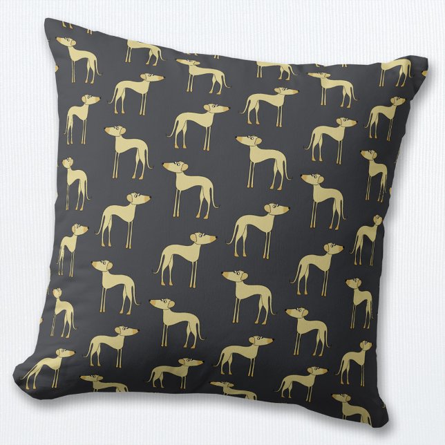 Sloughi Dog Pattern Throw Pillow (Sloughi or Saluki dog throw pillow)