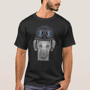 Sloughi Wearing Vintage Motorcycle Helmet T-Shirt