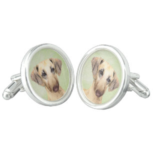 Sloughis Painting - Cute Original Dog Art Cufflinks
