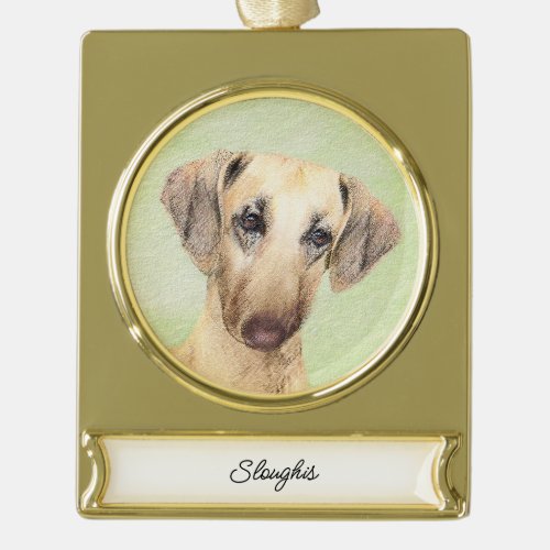 Sloughis Painting _ Cute Original Dog Art Gold Pla Gold Plated Banner Ornament