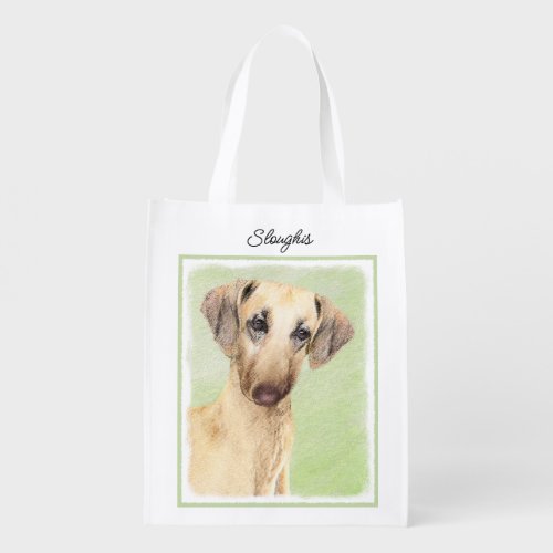 Sloughis Painting _ Cute Original Dog Art Grocery  Grocery Bag