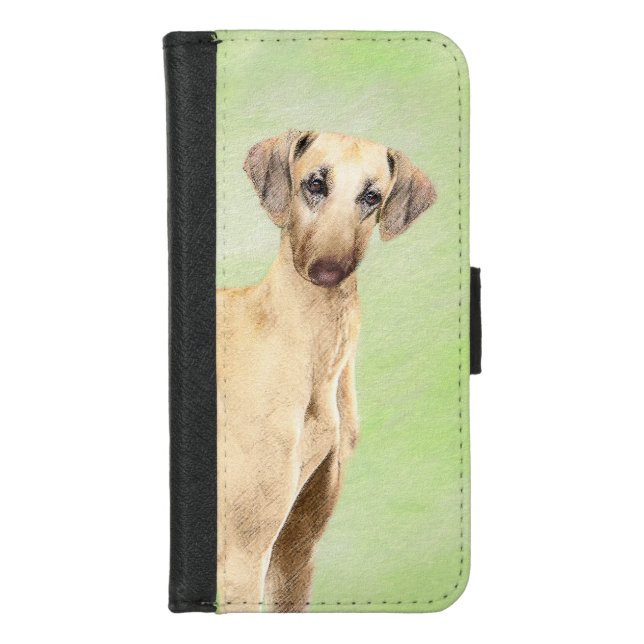 Sloughis Painting - Cute Original Dog Art iPhone Wallet Case (Front)