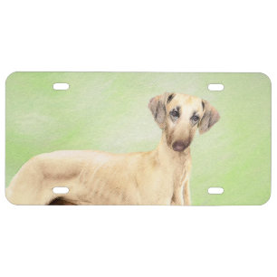 Sloughis Painting - Cute Original Dog Art License Plate
