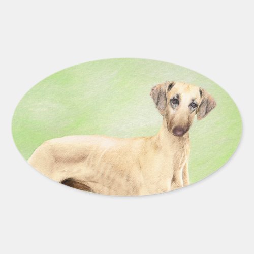 Sloughis Painting _ Cute Original Dog Art Oval Sticker