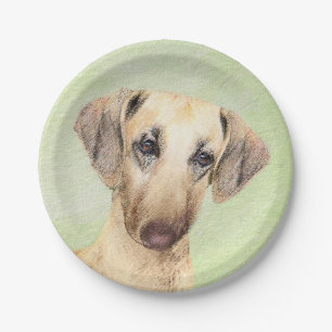 Sloughis Painting - Cute Original Dog Art Paper Plates
