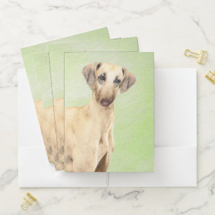 Sloughis Painting - Cute Original Dog Art Pocket Folder