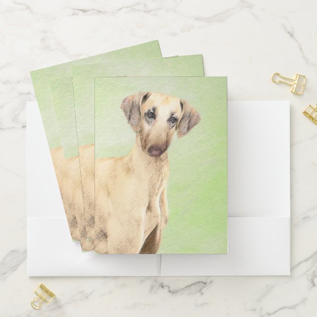 Sloughis Painting - Cute Original Dog Art Pocket Folder (In Situ)