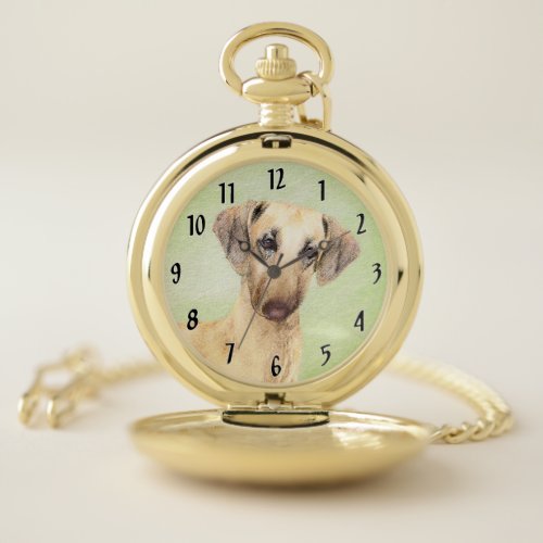 Sloughis Painting _ Cute Original Dog Art Pocket Watch