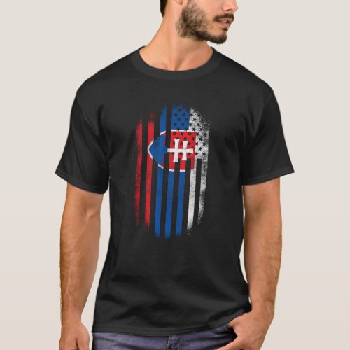 Slovak American Flag   Slovakia and USA Design T_Shirt