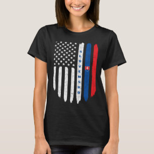 Slovak American Flag Slovakia Root Dad T-Shirt