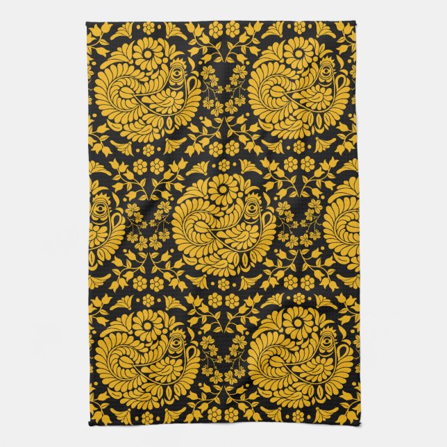 Slovak Country Folk Art Kitchen Towel (Vertical)