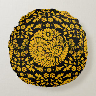 Slovak Country Folk Art Round Pillow