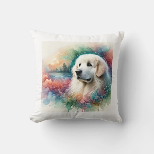 Slovak Cuvac Dog 140624AREF104 _ Watercolor Throw Pillow