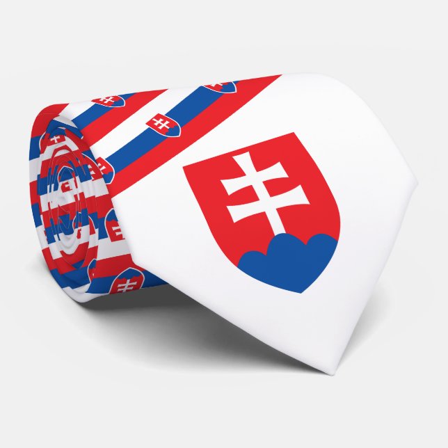 Slovak Flag & Coat of Arms, Flag of Slovakia Neck Tie (Rolled)