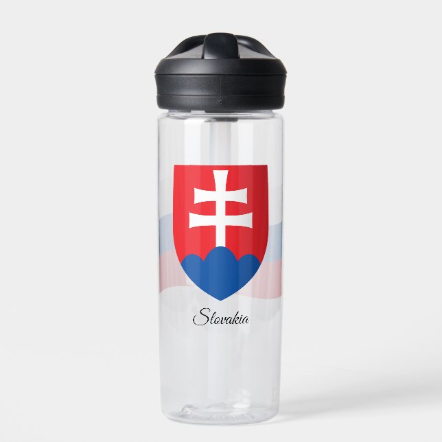 Slovakia Coat of Arms, Flag, Slovakia Water Bottle (Front)