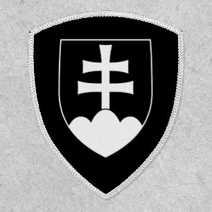 Slovakia coat of arms, simple, black and white patch