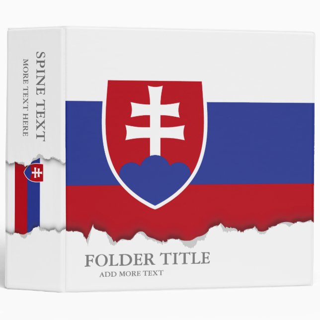 Slovakia Flag 3 Ring Binder (Front/Spine)