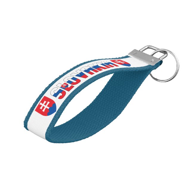 Slovakia Flag Charming Patriotic Wrist Keychain (Angled Up)