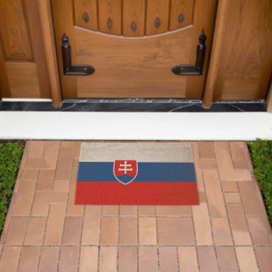 Slovakia flag fiber doormat