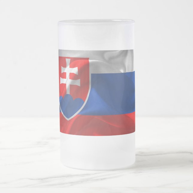 Slovakia flag frosted glass beer mug (Center)
