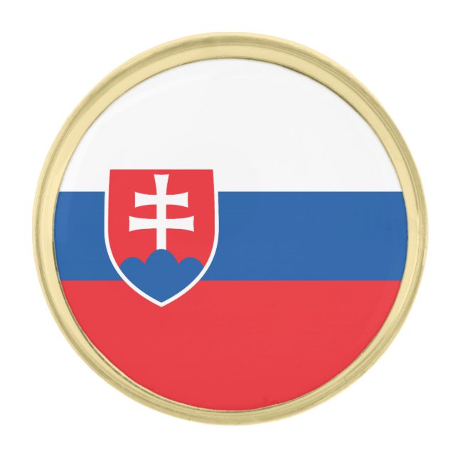 Slovakia Flag Gold Finish Lapel Pin (Front)