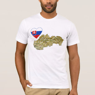 Slovakia Flag Heart and Map T-Shirt
