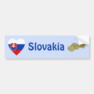 Slovakia Flag Heart + Map Bumper Sticker