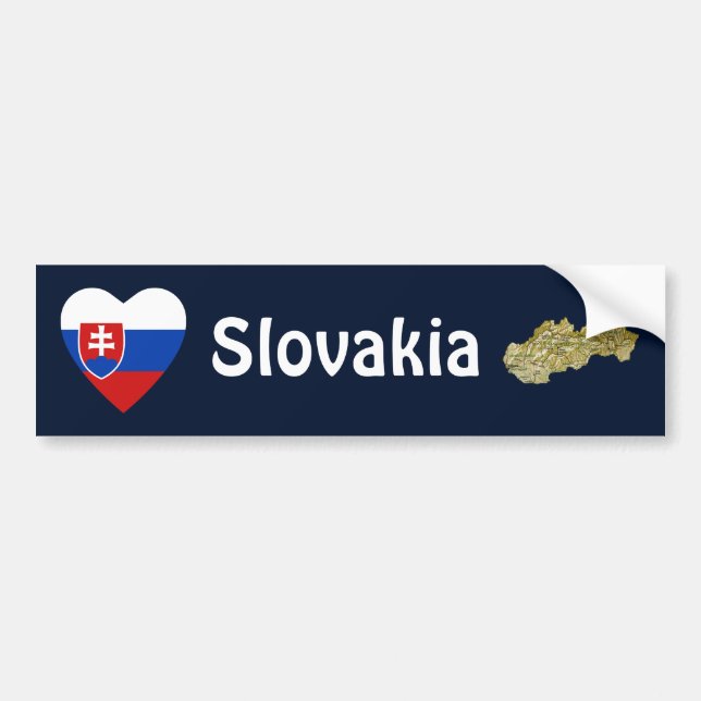 Slovakia Flag Heart + Map Bumper Sticker (Front)