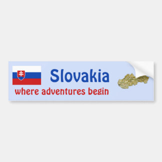 Slovakia Flag + Map Bumper Sticker
