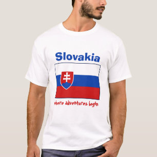 Slovakia Flag + Map + Text T-Shirt