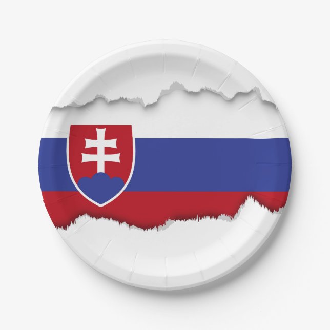 Slovakia Flag Paper Plates (Front)