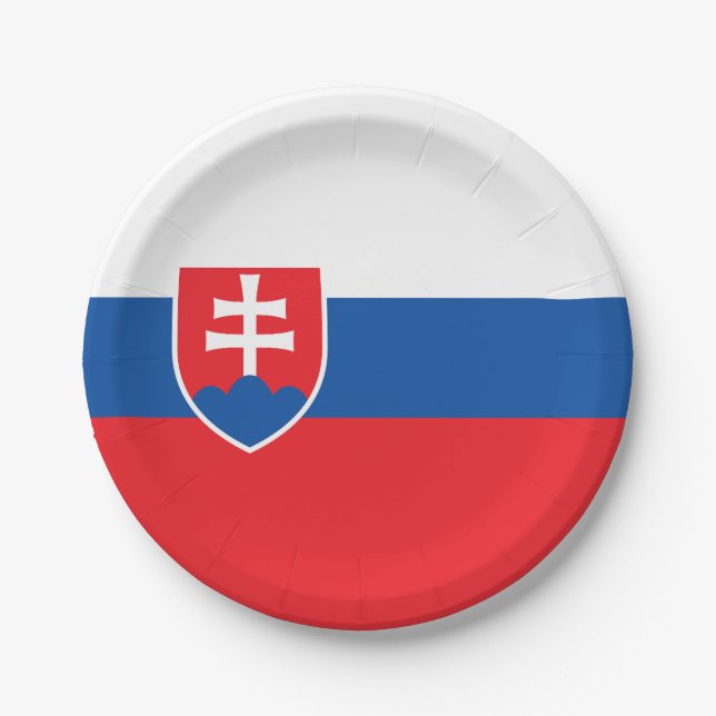Slovakia Flag Paper Plates (Front)