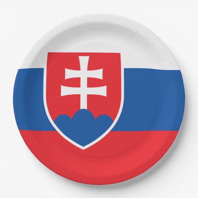 Slovakia Flag Paper Plates (Front)