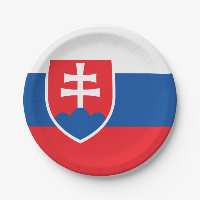 Slovakia Flag Paper Plates (Front)
