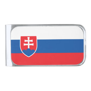 Slovakia Flag Silver Finish Money Clip