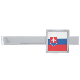 Slovakia Flag Silver Finish Tie Bar