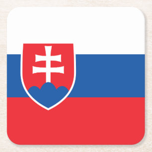 Slovakia Flag Square Paper Coaster