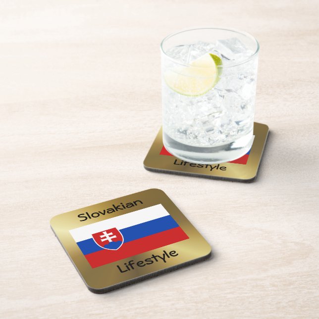 Slovakia Flag+Text Coaster (Right Side)