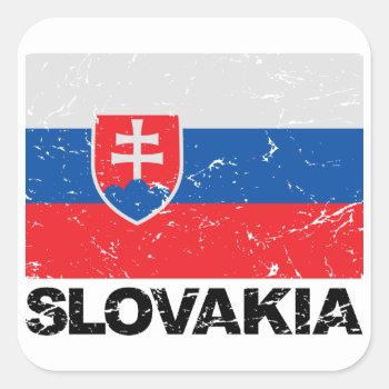 Slovakia Flag Vintage Square Sticker by allworldtees at Zazzle