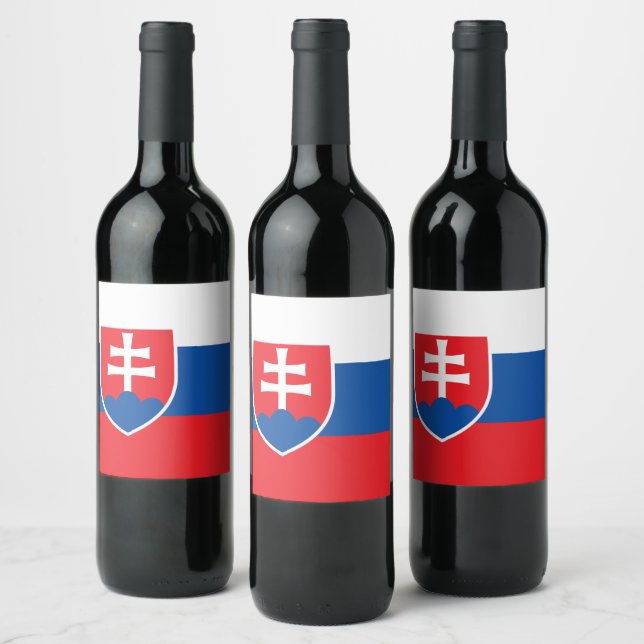 Slovakia Flag Wine Label (Bottles)