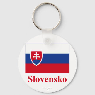 Slovakia Flag with Name in Slovak Keychain