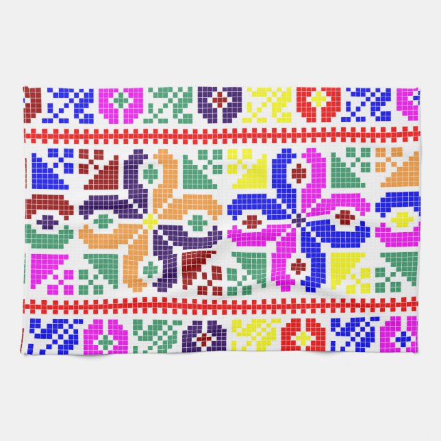 slovakia folk pattern motif traditional ethnic sym kitchen towel (Horizontal)