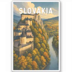 Slovakia Illustration Travel Art Vintage Sticker