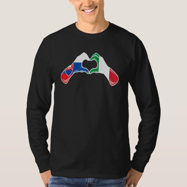 Slovakia Italy Flag  Slovakian Italian Heart T-Shirt (Front)