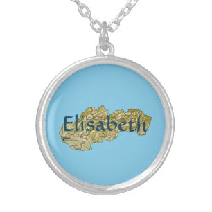Slovakia Map + Name Necklace