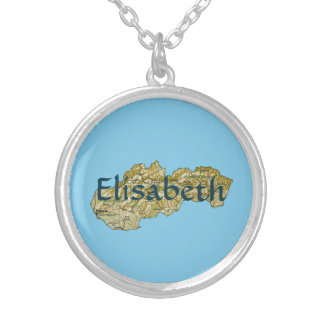 Slovakia Map + Name Necklace