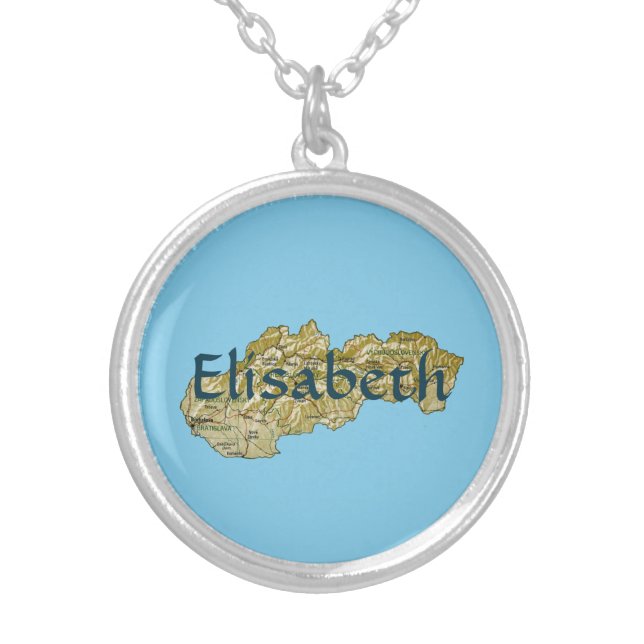 Slovakia Map + Name Necklace (Front)