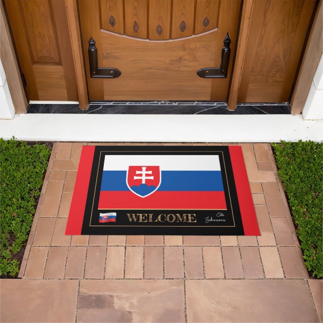 Slovakia & Slovak Flag house mats/sports Welcome Doormat (Outdoor)
